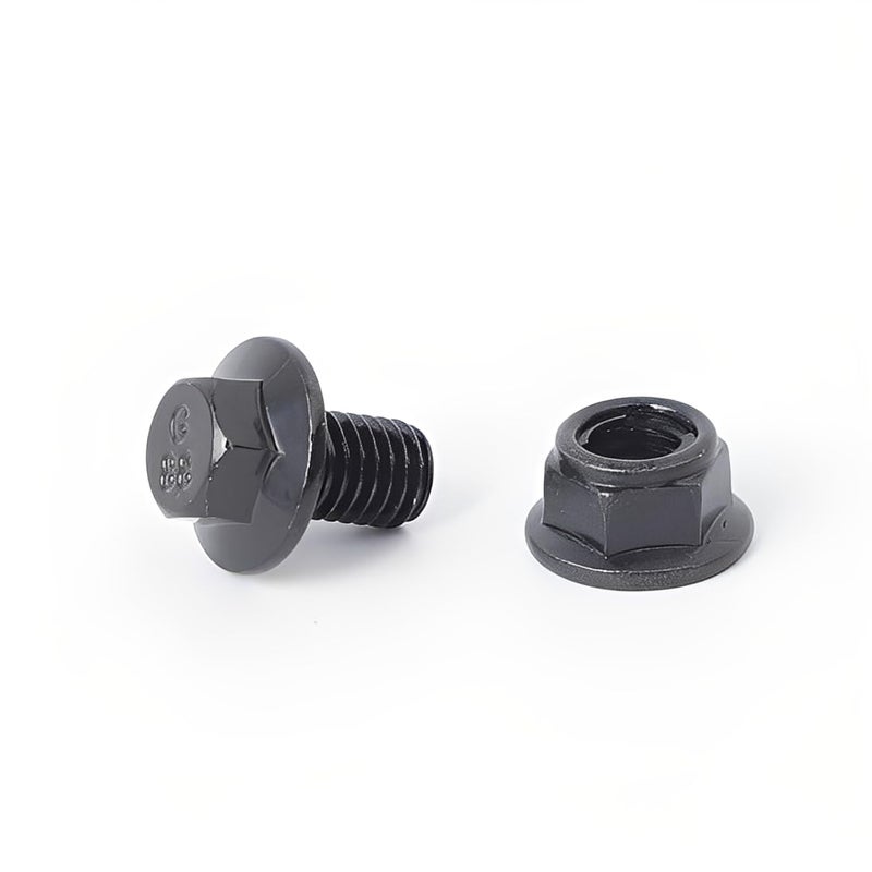 Minho M8-1.25 x 12mm Flange Head Bolts in Carbon Steel Material,Flange Hexagon Screws Come with Flange Nuts,Black Oxide Finish Plated,Full Thread, 25 Sets - Image 3